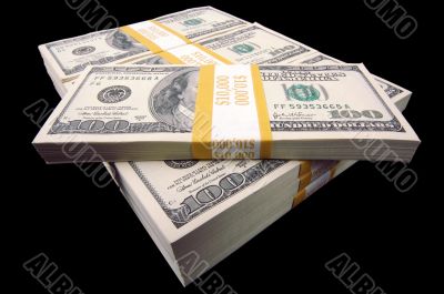 Hundred Dollar Bills On A Black Background
