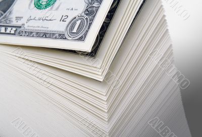 Abstract of a Large Stack of One Dollar Bills