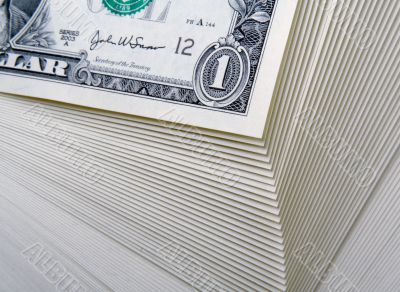 Abstract of a Large Stack of One Dollar Bills