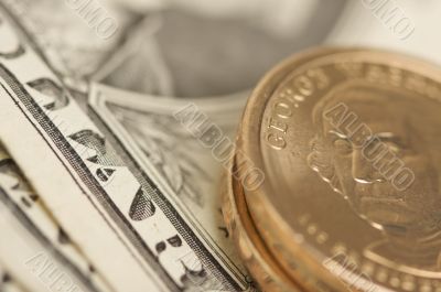 Abstract U.S. Dollar Coins &amp; Bills