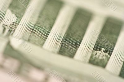 Macro of Five Dollar Bill Back Macro of Five Dollar Bill Back