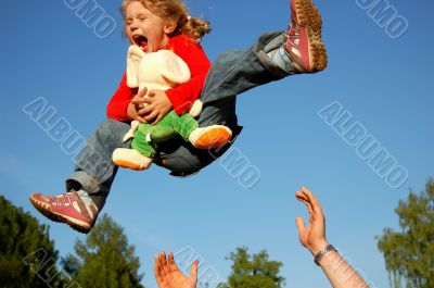 Flying happy child