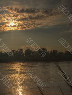 sunset in Oka river