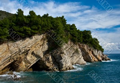 mediterranean coastline with rock