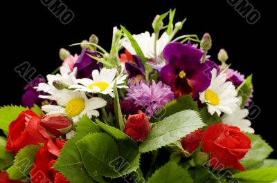 bunch of flowers on black