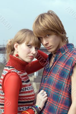 Young couple - the guy and the girl outdoor 4