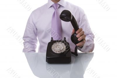 businessman answer a call