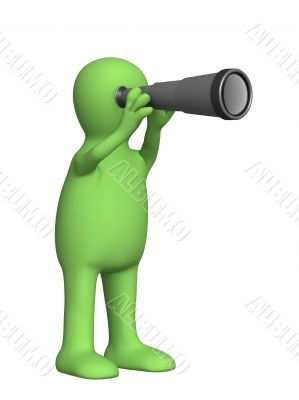 3d puppet with a telescope