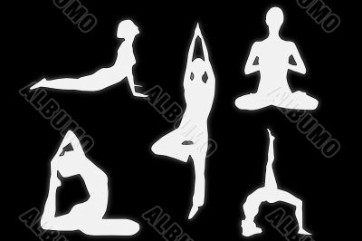 Yoga woman siluettes Yoga woman siluettes