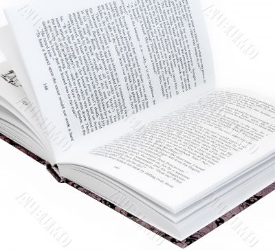 Opened book with english text Opened book with english text