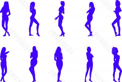 silhouettes of the naked women