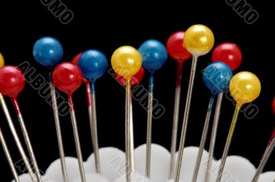Set of pin on black