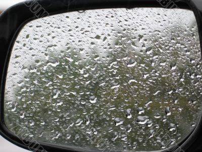rain drops in a mirror