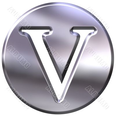 3D Silver Letter V