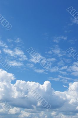 White clouds in a blue sky