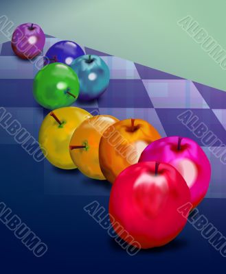Rainbow Apples on plaid Rainbow Apples on plaid