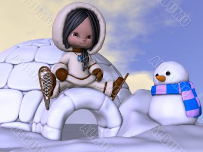 Toon Eskimo with Background