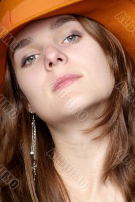 woman with orange hat