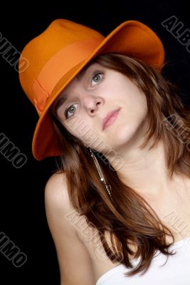 woman with orange hat