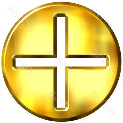 3D Golden Famed Addition Symbol