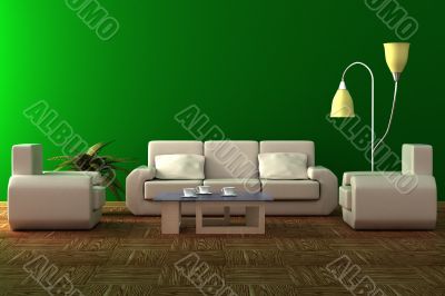 Interior of a living room. 3D image. Interior of a living room. 3D image.