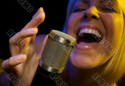 Woman Sings with Passion