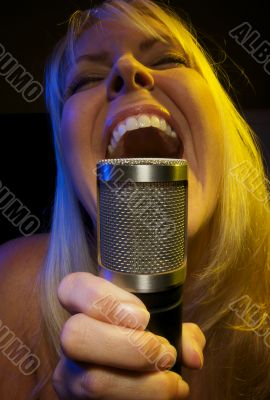 Woman Sings with Passion