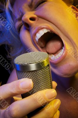 Woman Sings with Passion