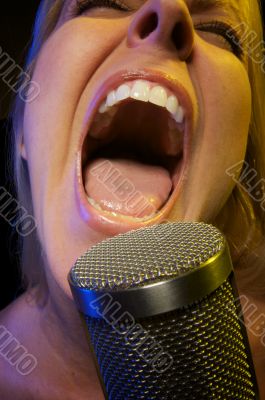 Woman Sings with Passion