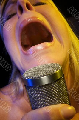 Woman Sings with Passion