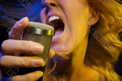 Woman Sings with Passion