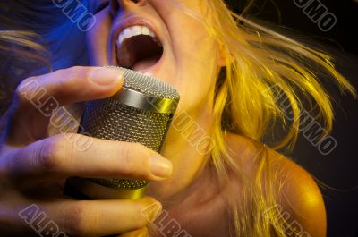Woman Sings with Passion