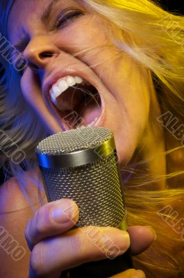 Woman Sings with Passion