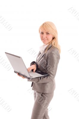 Businesswoman with laptop in hands