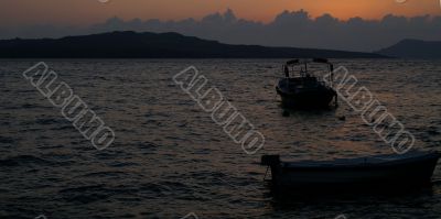 Sunset on a greek island santorini