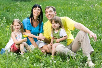 Family on the lawn