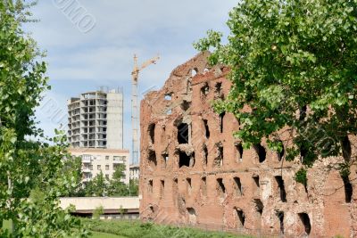 Museum - panorama `Stalingrad fight` - `The destroyed mill`. Volgograd. Russia.