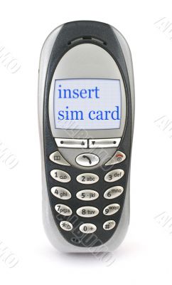 mobile phone with INSERT SIM CARD message