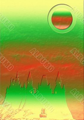 fantastic fortress and the moon.