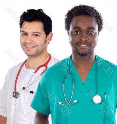 African and caucasian doctors