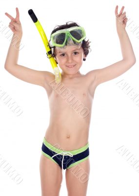 Child with diving mask Child with diving mask