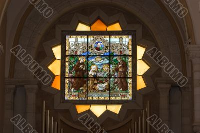 Stained-glass with Jesus born Stained-glass with Jesus born