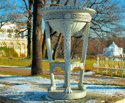 Classical tripod cap in winter park