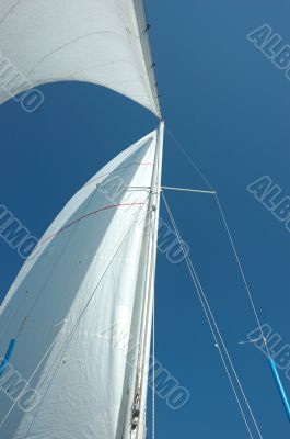 Sails,mast and the blue sky