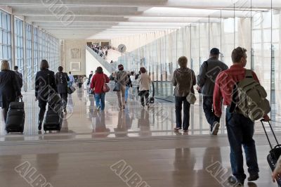 Airport moving crowd