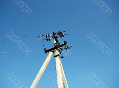 Ferro-concrete column with electric wires.