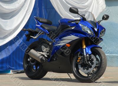 Dark blue sports motorcycle.