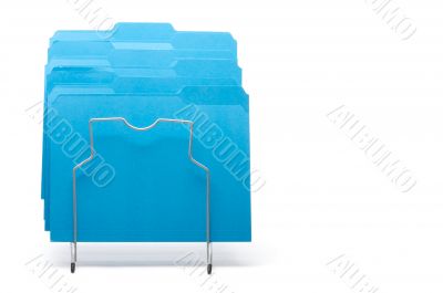 Blue File Folders in Rack. Blue File Folders in Rack.