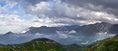 panoramic view of autumn in mountains