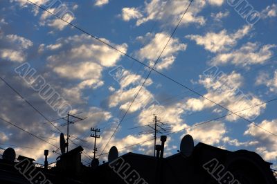 roofs in Saint-Petersburg in sunset